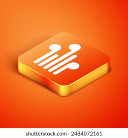 Isometric Wind icon isolated on orange background. Windy weather.  Vector Illustration