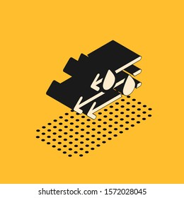Isometric Wind and rain icon isolated on yellow background. Windy weather.  Vector Illustration
