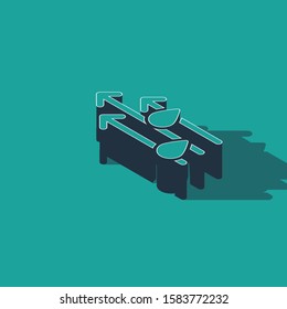 Isometric Wind and rain icon isolated on green background. Windy weather.  Vector Illustration