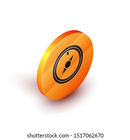 Isometric Wind rose icon isolated on white background. Compass icon for travel. Navigation design. Orange circle button. Vector Illustration