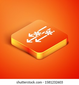 Isometric Wind and snow icon isolated on orange background. Windy weather.  Vector Illustration