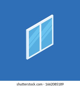 isometric window icon.isolated on blue background.flat design