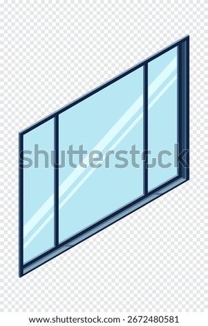Isometric window. Modern closed window. Interior elements. Furniture elements. Isometric furniture