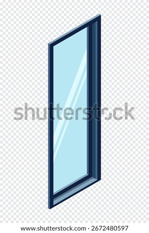 Isometric window. Modern closed window. Interior elements. Furniture elements. Isometric furniture