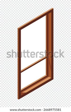 Isometric window. Wooden closed window. Interior elements. Furniture elements. Isometric furniture