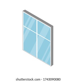 Isometrisch von Windows des Hausvektors Grafik. Abbildung EPS 10.
