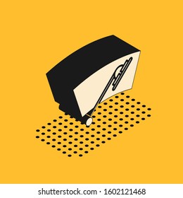 Isometric Windscreen wiper icon isolated on yellow background.  Vector Illustration
