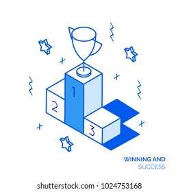 Isometric winning and success line style design concept