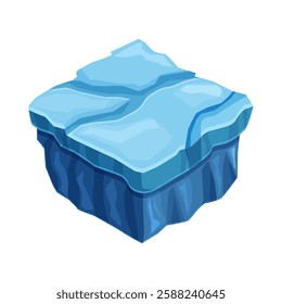 isometric winter glacier landscape, vector illustration