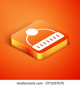 Isometric Winter hat icon isolated on orange background.  Vector