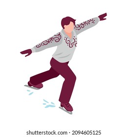 Isometric Winter Sport Composition With Human Character Of Performing Male Figure Skater Vector Illustration