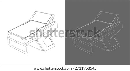 Isometric Wireframe Illustration of Olympic Swimming Starting Block Platform
