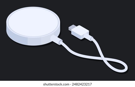 Cargador magnético inalámbrico isométrico. Elemento eléctrico de la energía, Ilustración vectorial magnética del cargador magnético de la energía de la energía. Dispositivo de carga