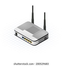 Isometric Wireless Router Vector Illustration