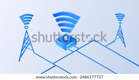 Isometric wireless technology isolated on white background. Isometric wifi signal internet zone