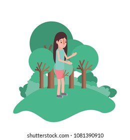 isometric woman in field landscape avatar character