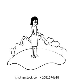 isometric woman in field landscape avatar character
