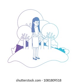 isometric woman in field landscape avatar character