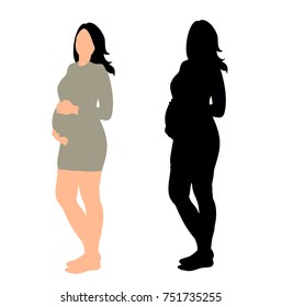 isometric woman, silhouette girl pregnant