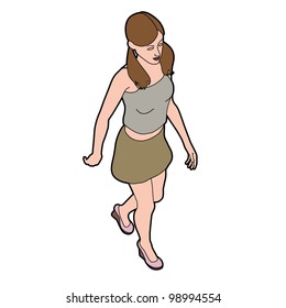 isometric woman walking