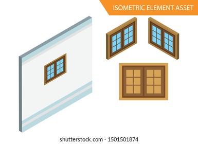 Isometric Wood window vector in White Isolated Background, Suitable for  Game Asset, And Other Graphic Related Assets