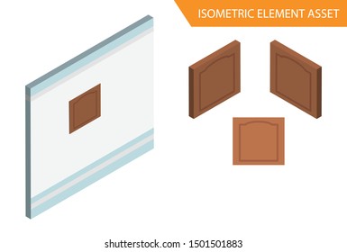 Isometric Wood window vector in White Isolated Background, Suitable for  Game Asset, And Other Graphic Related Assets