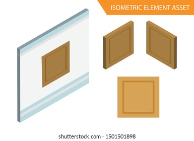 Isometric Wood window vector in White Isolated Background, Suitable for  Game Asset, And Other Graphic Related Assets