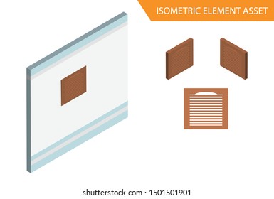 Isometric Wood window vector in White Isolated Background, Suitable for  Game Asset, And Other Graphic Related Assets