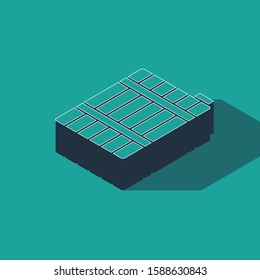 Isometric Wooden barrel icon isolated on green background. Alcohol barrel, drink container, wooden keg for beer, whiskey, wine.  Vector Illustration