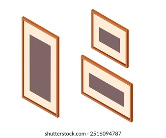 Mesita de noche isométrica de madera. Superficie de madera marrón oscuro, escritorio de forma simple. Ilustración vectorial aislada sobre fondo blanco