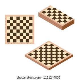 Isometric wooden chessboard.