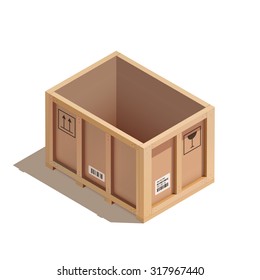 Isometric Wooden Crate, Vector EPS 10