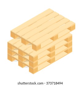 Isometric wooden pallets for transportation and storage. Vector illustration