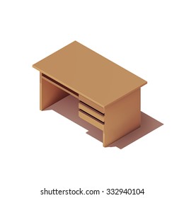 Isometric Wooden Table, Vector EPS10 Illustration