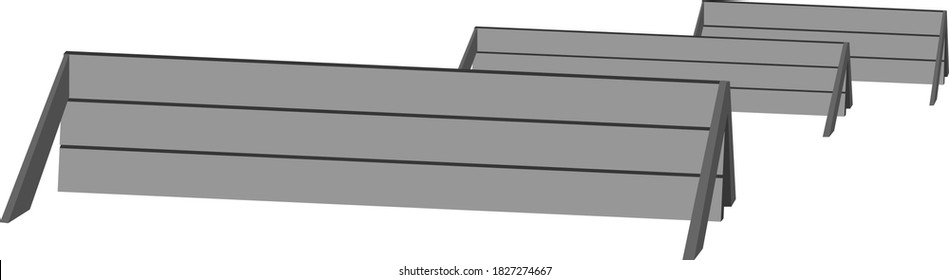 Isometric wooden  walls for obstacle course.  Equipment design element for sporting events, sport maps, web design, etc. 