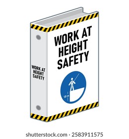 Isometric work at height safety rules book and document vector illustration.