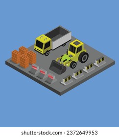 isometric work in progress test vector design illustration