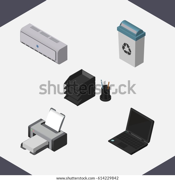 Isometric Work Set Desk File Rack Stock Vector Royalty Free