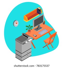 isometric work space office