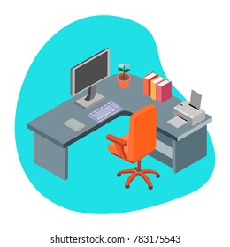 Isometric Work Space Office Stock Vector (Royalty Free) 783175543 ...