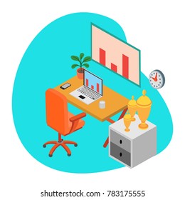 isometric work space office