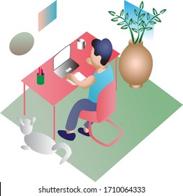 Isometric Work Station Illustration And Sig