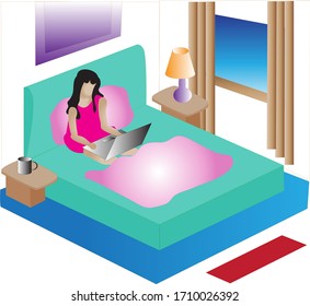 Isometrische Arbeit aus dem Bed Sign und Illustration 