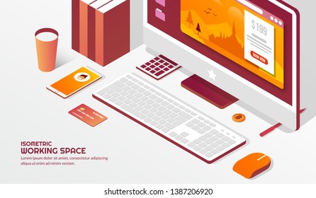 Isometric workspace elements on the table