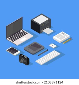 Isometric workspace on a background