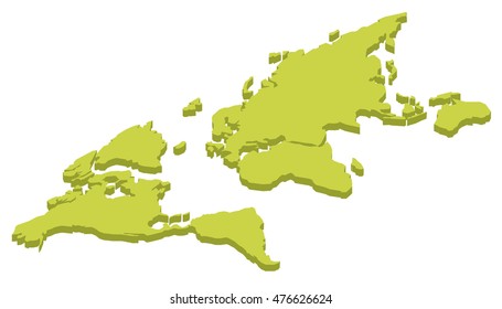 Isometric World Map. Clean Background