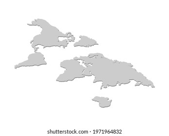 Isometric world map. Gray Earth map. Vector illustration isolated on white background.