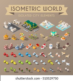 Isometric World. Set of Isolated Minimal City Elements.