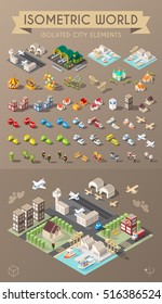 Isometric World. Set of Isolated Minimal City Elements.