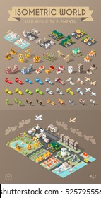 Isometric World. Set of Isolated Minimal City Elements.